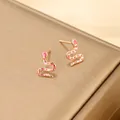 Elegant gold-tone snake stud earrings featuring pink enamel spots and polished finish - Pink Spotted Snake Pattern (No. 155) / Gold