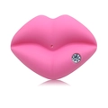 Funny pink silicone pacifier in lip shape with a single sparkling diamond decoration - Diamond Lips 【Pink】