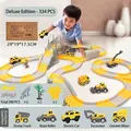 334pcs construction track toy set with 288 tracks and 5 electric engineering vehicles - ETC343 Engineering Track Car (334 PCS Set)