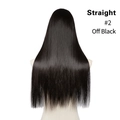 Detail of #2 off-black long straight synthetic U-part hair extensions on mannequin - 24 inch / Off Black