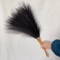 55cm black artificial pampas grass bunch held by hand for boho home decoration - 53-55cm / Black