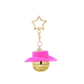 Rosa Cowboyhut und goldene Disco-Kugel Schlüsselanhänger mit Stern-Clip für Taschen - Goldener Sternverschluss Rosa Hut Schlüsselanhänger