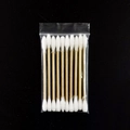 Disposable double-headed cotton swabs with wooden sticks in clear seal bag - Round Head 10-Pack (Self-Sealing Bag)