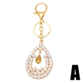 Elegante portachiavi a goccia d'oro con strass brillanti e perla di cristallo stile A - Stile A / Ambra Traforata