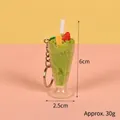 Green ice cream sundae keychain accessory for bags, 6cm tall, weighing approx 30g - Matcha Green