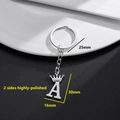 Portachiavi in acciaio lucido lettera A con corona ornamentale e anello da 25 mm - Lettera A Stile Corona (A)