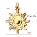 Golden sun charm pendant in stainless steel with textured rays, size 2cm x 1.8cm, 1.3g - BXGPJ073-Sunburst Pendant