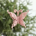 Pink glitter butterfly Christmas tree ornament hanging decoration 9x7cm size - Pink Butterfly Pendant