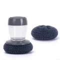 Brosse de cuisine à long manche avec deux boules de nettoyage en fibres PET bleues - Brosse PET + 2 Balles PET