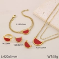 Schmuckset aus goldenem Titanstahl mit roter Emaille und Abmessungen der Schmuckstücke - Einheitsgröße / Rot