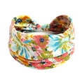 Böhmisches Yoga-Stirnband mit pinkfarbenem blauem und gelbem Sommerblumenmuster - Oberteile / Rosa Blau Gelb Grün Blumenmuster (#173)