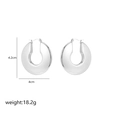 Polished irregular stainless steel hoop earrings measuring 4.2cm by 4cm in size - Smooth Three-ring Wide-Silver