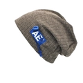 Bonnet en maille rayé marron avec étiquette bleue AE et cordon réglable pour unisexe - M (56-58cm) / Brun