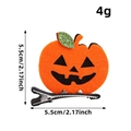 Cute Halloween pumpkin hair clip for kids featuring orange felt and green glitter leaves - Orange & Green