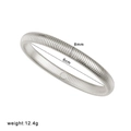 Polished silver stainless steel elastic bangle with 8mm width and ribbed texture - 8mm/20cm / Steel