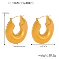 Polished gold U-shaped titanium steel hoop earrings with woven design, 3.8cm height - Chunky C-Shape Hoops / Gold