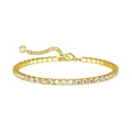 Elegant gold-plated tennis bracelet featuring a single row of clear cubic zirconia stones - Gold 3 (Tennis Chain)