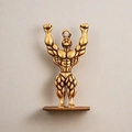 Portachiavi artigianale in ottone con figurina di bodybuilder in posa muscolare - Bodybuilder