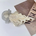 Pinza per capelli a medusa in acetato bianco crema con finitura glitterata argento lucido - 3# Grigio Argento