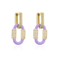 Orecchini placcati oro 18K con maglie in smalto viola e micro zirconi incastonati - Viola