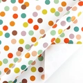 Rainbow polka dot gift wrapping paper roll with colorful circles on a white base - Polka Dot Style / 50cm x 70cm