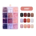 Short square glossy false nails kit with 12 solid colors in clear storage box A007 - Short Square Head Glossy Style (A007)