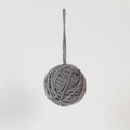 Grey knitted yarn ball Christmas ornament with long hanging loop for holiday decor - Grey