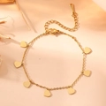 Golden stainless steel heart charm bracelet with adjustable chain and lobster clasp - Multiple Heart Charms Bracelet (K503)