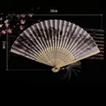 Traditional Chinese folding fan with ink landscape painting and silver grey tassel - Bridge and Stream (Heat Transfer)