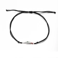 Italian map pendant on black braided rope bracelet with vibrant enamel flag colors - Black Cord Silver