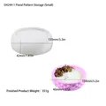 Macro view showing dimensions and 351g weight of geometric diamond pattern silicone mold - Small / Translucent