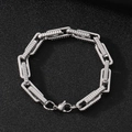 Pulsera de cadena de bicicleta en acero inoxidable plateado con eslabones y cierre de langosta - Estilo A 8mm*21cm (KB186321-Z) / Color Acero