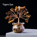 Tiger Eye crystal tree ornament with hand-twisted bronze wire and glass base - Tiger's Eye (18 Grains) Fish Tank Jar Tree