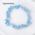 Handmade natural aquamarine crystal stone chip bracelet with blue tumbled beads - Aquamarine