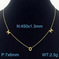 French vintage style gold MOM letter necklace for women on black mannequin display - Gold (KN236020-KLX)
