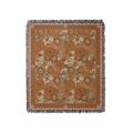 Coperta decorativa retrò per camper con motivi floreali e bordi con frange - 130x160cm / Fiori retrò (XT2024-3)