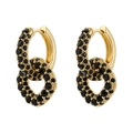 Orecchini a cerchio placcati oro 18K con ciondoli a cuore in micro-pave di zirconi neri - Oro Zirconia Nera