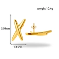 Polished gold stainless steel C-shape starfish earrings with product dimensions - Gold X-Shape