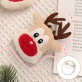 Cute beige plush reindeer brooch for Christmas with red nose and brown antlers charm - Christmas Fawn - Brooch Style