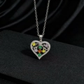 Collana a corona di cuore in argento con pietre preziose colorate e cristalli - Pendente a Cuore Argentato con Pietre Colorate (X)