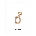 Gold-plated brass letter D pendant with unique bamboo texture and spring clasp detail - Letter D