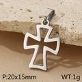 Pendente a croce cava in argento in acciaio inossidabile con dimensioni 20x15mm e lucido - Croce Svuotata Argento (KP100645-Z)