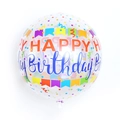 Transparent 4D sphere balloon with colorful Happy Birthday text and polka dots decoration - 4D Bunting Birthday