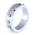 Anello in acciaio inossidabile argento 8mm con croce goffrata e perle rotonde - US 8 / Argento