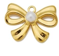 Golden bow pendant with a white pearl center for DIY jewelry making and necklaces - Style 16 (With Pearl) / Gold