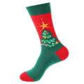 Weihnachtssocken in Rot und Grün mit festlichem Weihnachtsbaum-Muster und Kontrast-Ferse - Weihnachtsbaum-Muster (1285)