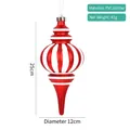Red and white 25cm finial Christmas ornament with glitter and shiny finish - Style 9 (Red White Spire 25x12cm)