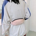 Minimalist pink canvas waist bag with black zipper for casual daily crossbody use - Light Pink