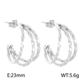 Créoles torsadées triple couche en forme de C argenté, taille 23mm, poids 5.6g - Style B Acier (KE109321-LO)