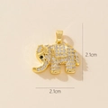 Detailed view of a gold elephant pendant necklace with zircon crystals and dimensions - 0369-9 (Simple White Zirconia Elephant)